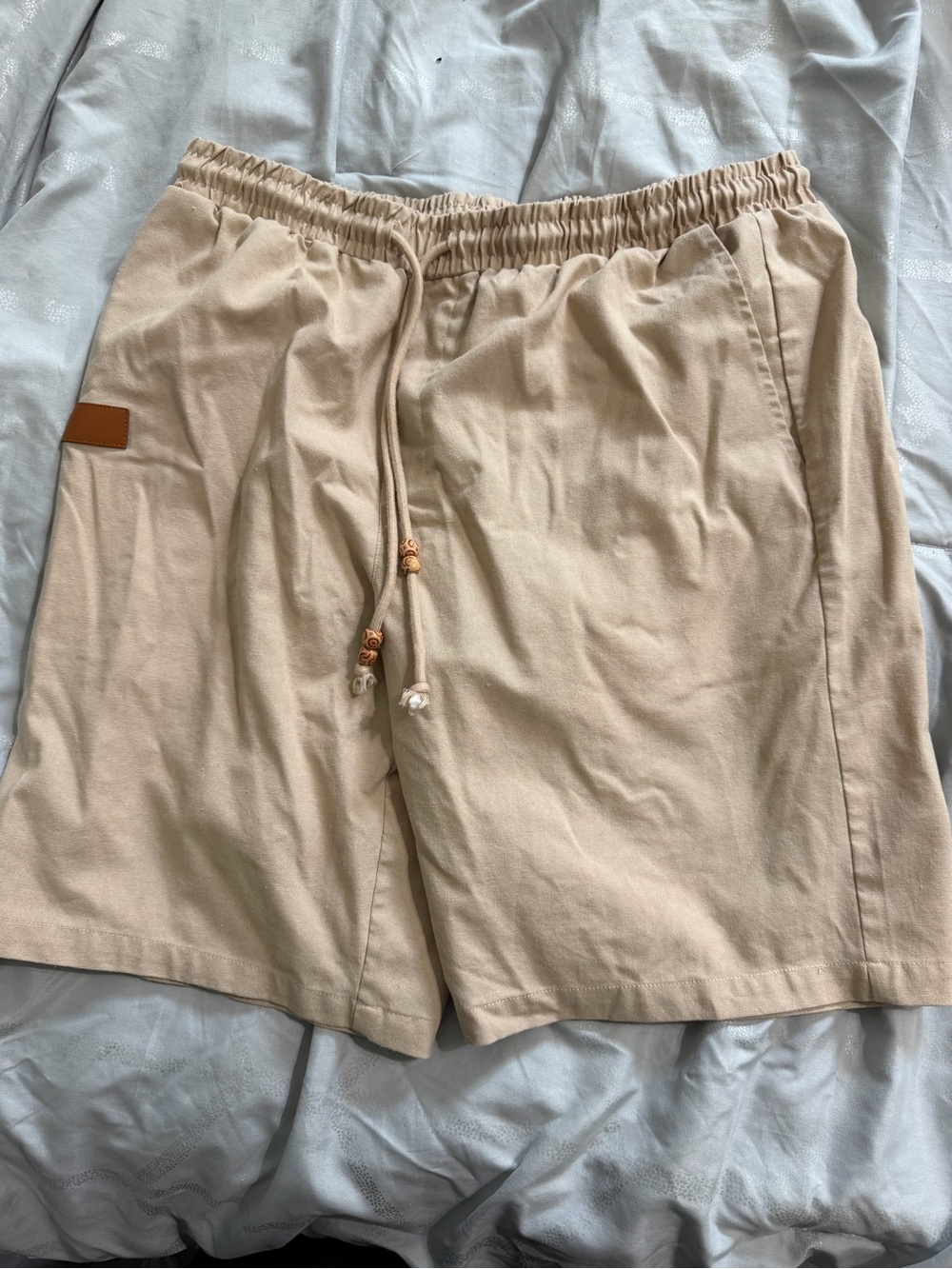 Men's Beige Drawstring Casual Shorts